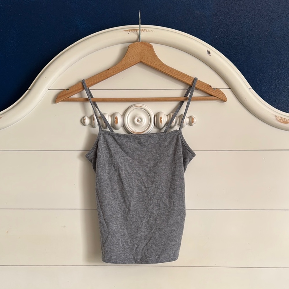 Wild Fable Gray Fitted Camisole with Spaghetti Straps